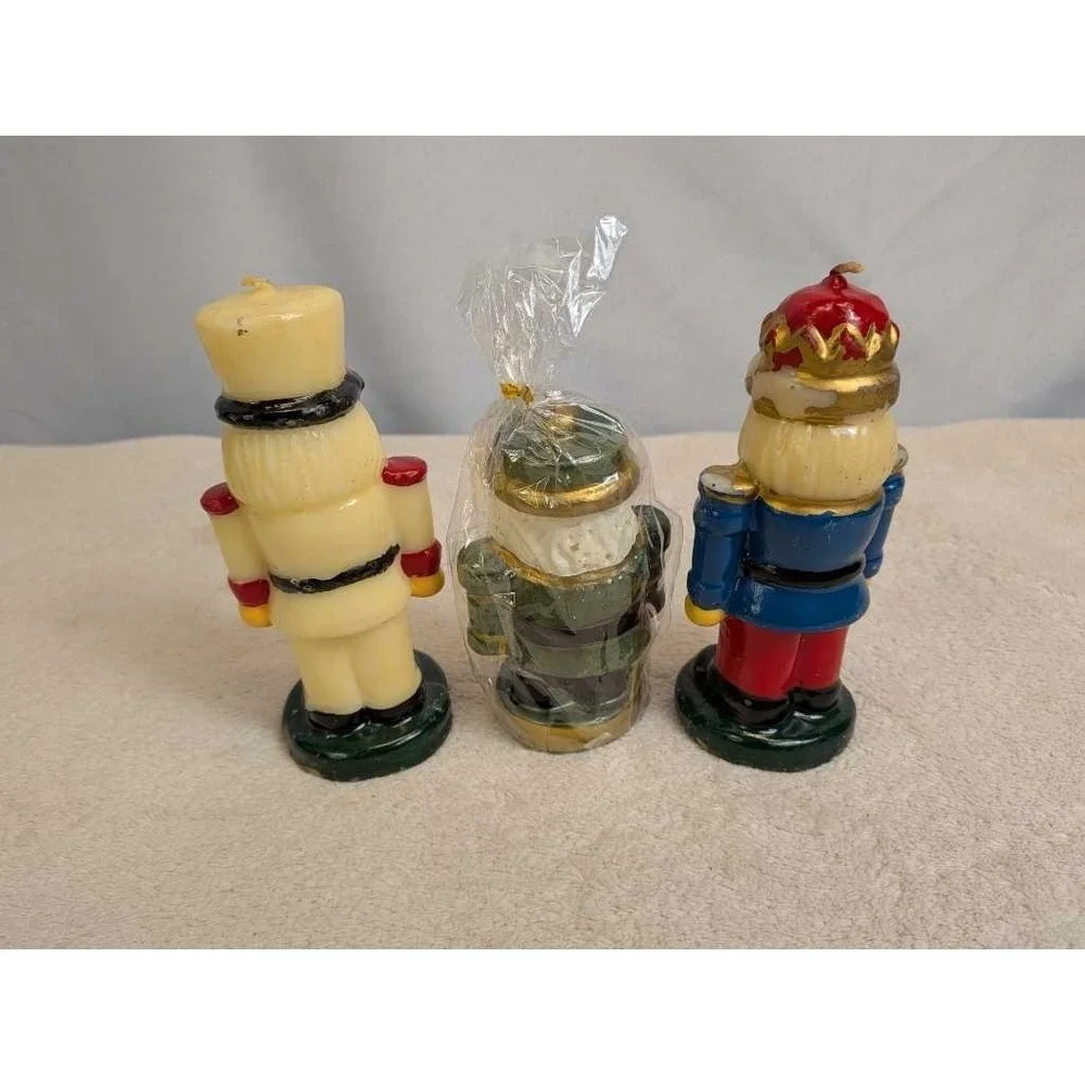 Nutcracker Candles Set of 3 Vintage Christmas Holiday‎ Home Decor Wax Figures